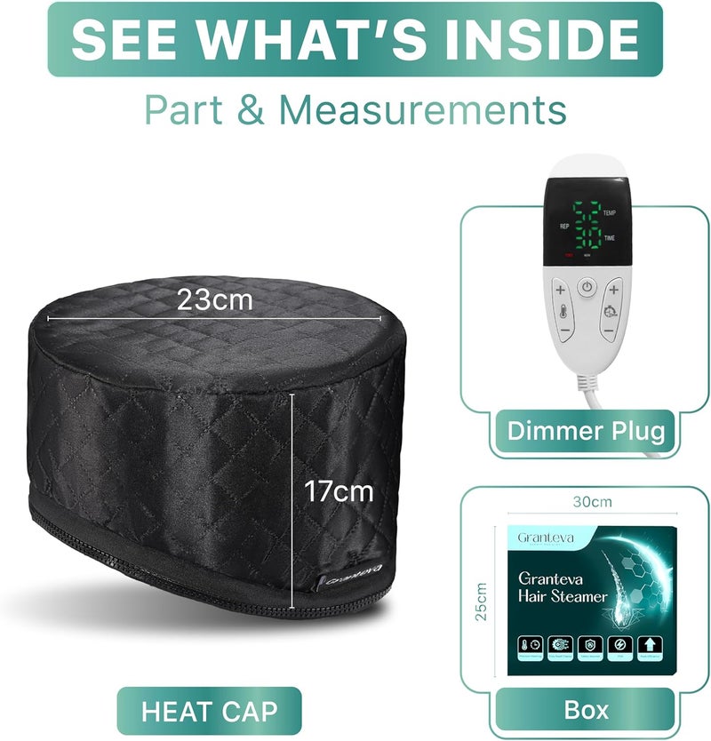Granteva High-Power Hair Steamer Cap for Natural Hair – Deep Conditioning, Easy to Use, Adjustable Heat & Timer, at-Home Salon Treatment for Black Hair Care, Moisture & Repair Treatment for Healthy Hair - Image 2